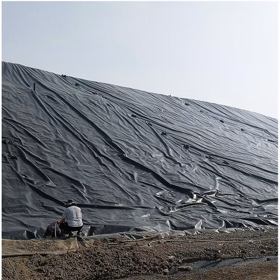 1,5 mm schwarzer Kunststoff-Teichbelag aus hochdichtem Polyethylen, CE-Geomembranauskleidung, HDPE-Preis für Biogas-Vergärungsprojekt in Jiangxi